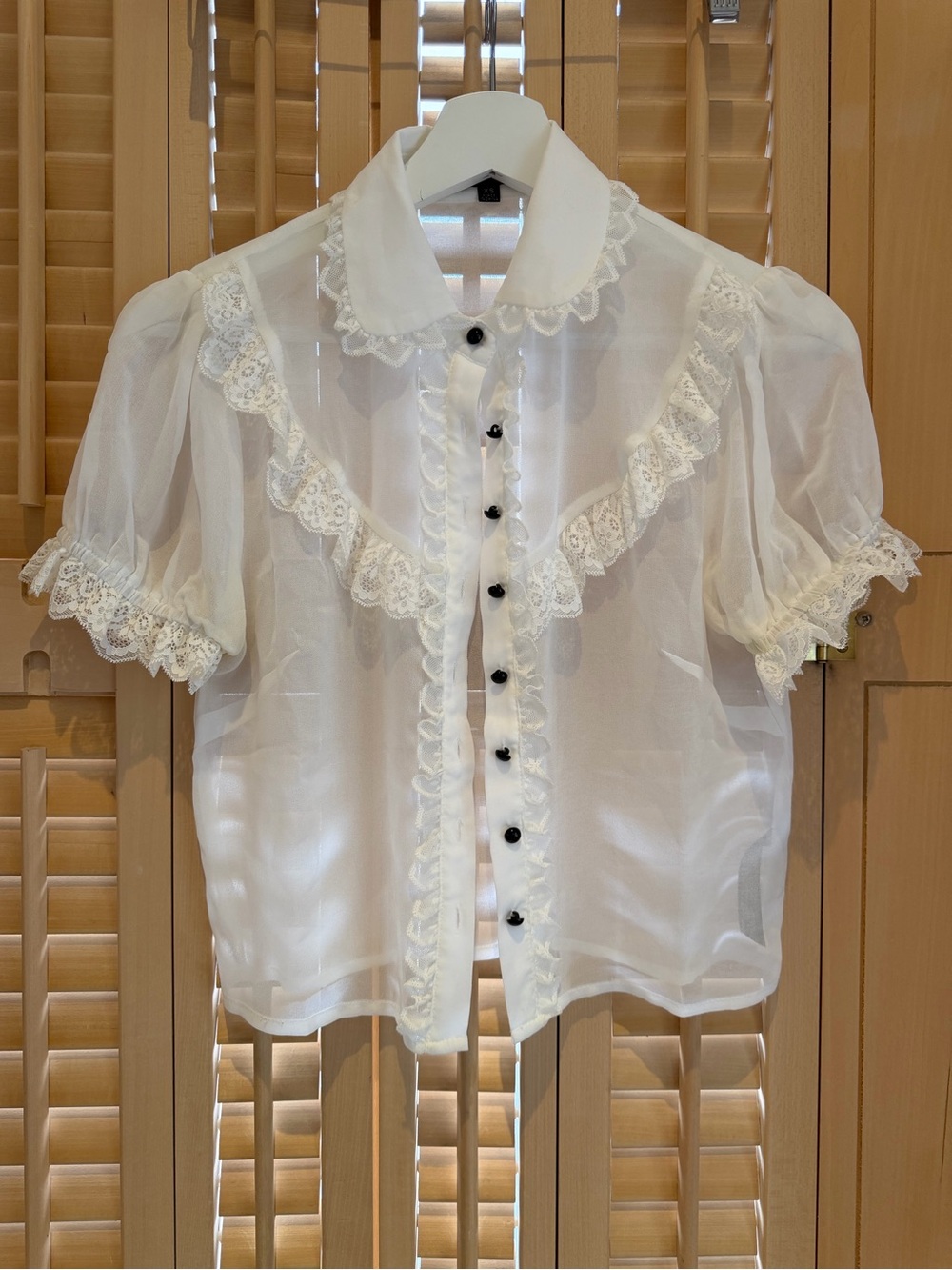 Dolls Kill White Chiffon Lace Blouse